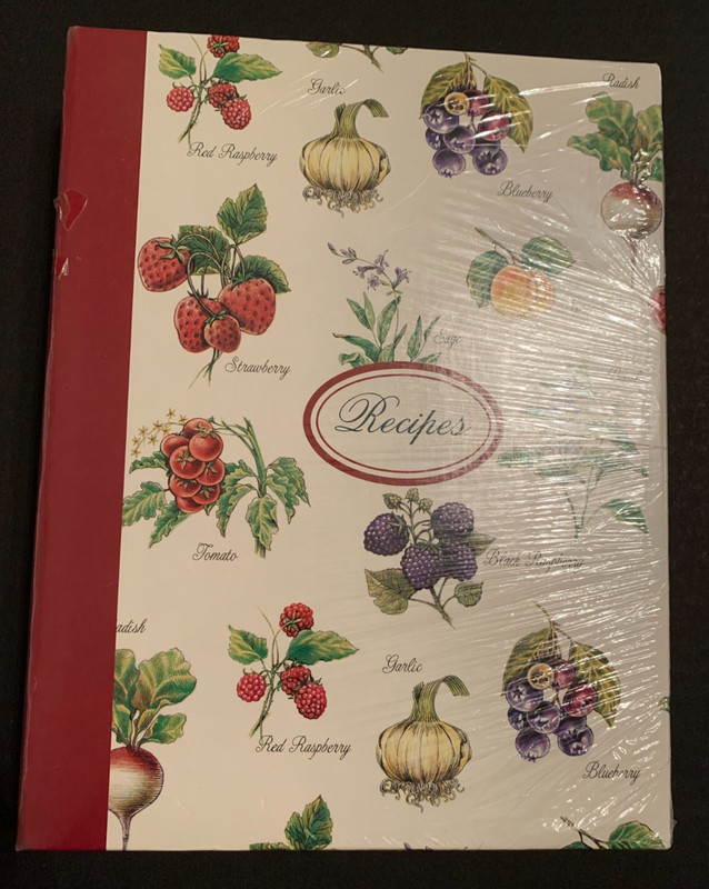 RECIPE ALBUM notebook NEW w/ cards, index tabs, clear pocket pages PLUS Kleer Vu
