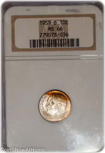 1959-D 10C NGC MS66 Toned Old Holder