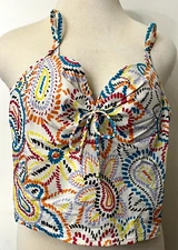 Victoria Secret Womens Swimsuit Top Tankini 38C Multicolor