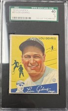 1934 Goudey Lou Gehrig #37 SGC 3 “VG” New York Yankees HOF “CENTERED” BEAUTY