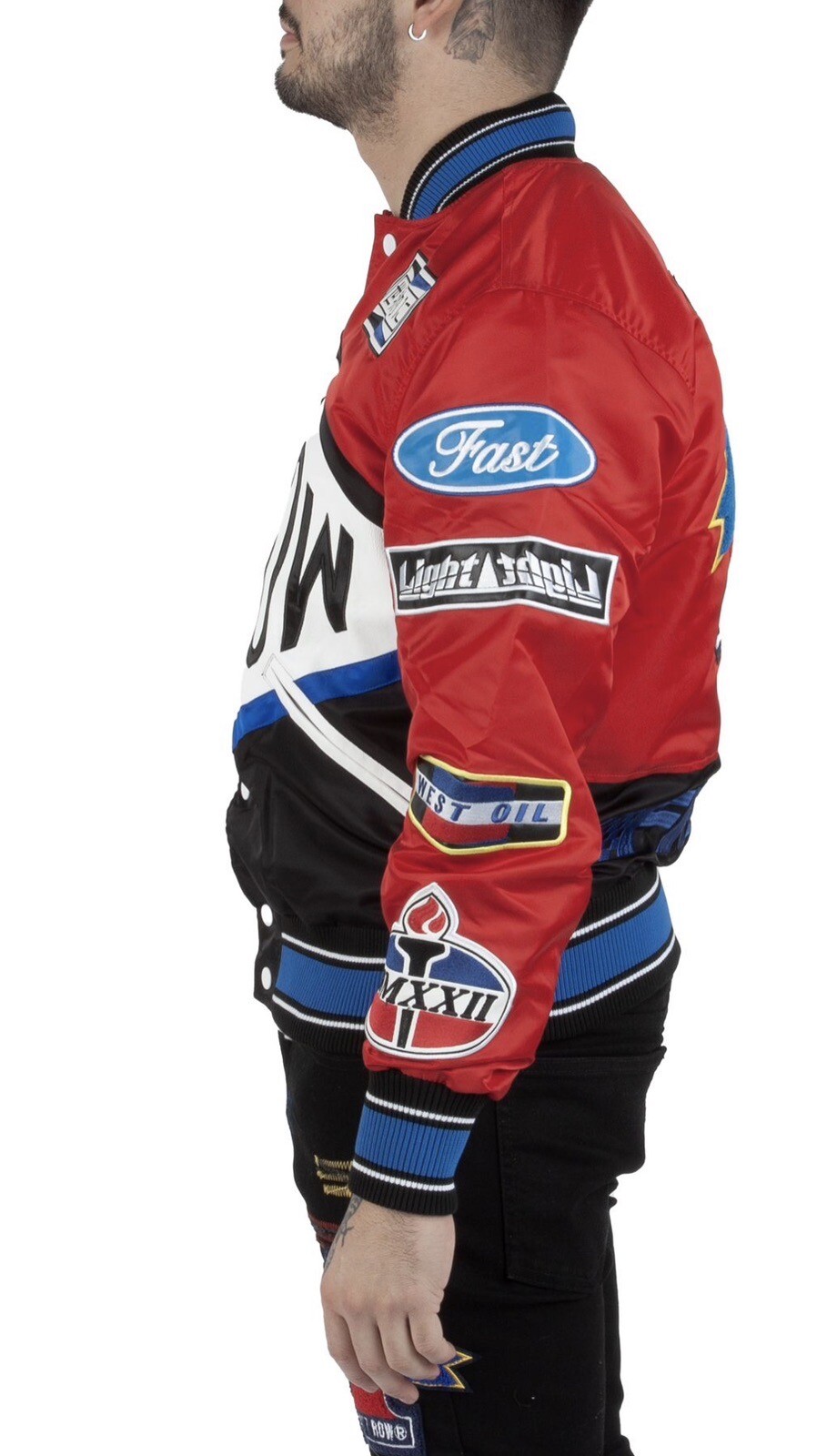 PRIMA FILA (GIACCA UOMO DA CORSA RICAMATA PATCHDVARSITY)