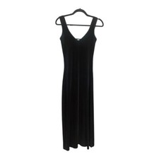 VTG Y2K Victorias Secret Velvet Maxi Slip Dress Womens Black Whimsigoth Prom S 