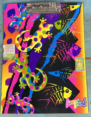 Lisa Frank Vintage Clip Board Spotted Lizard Fish Skeletons Spots