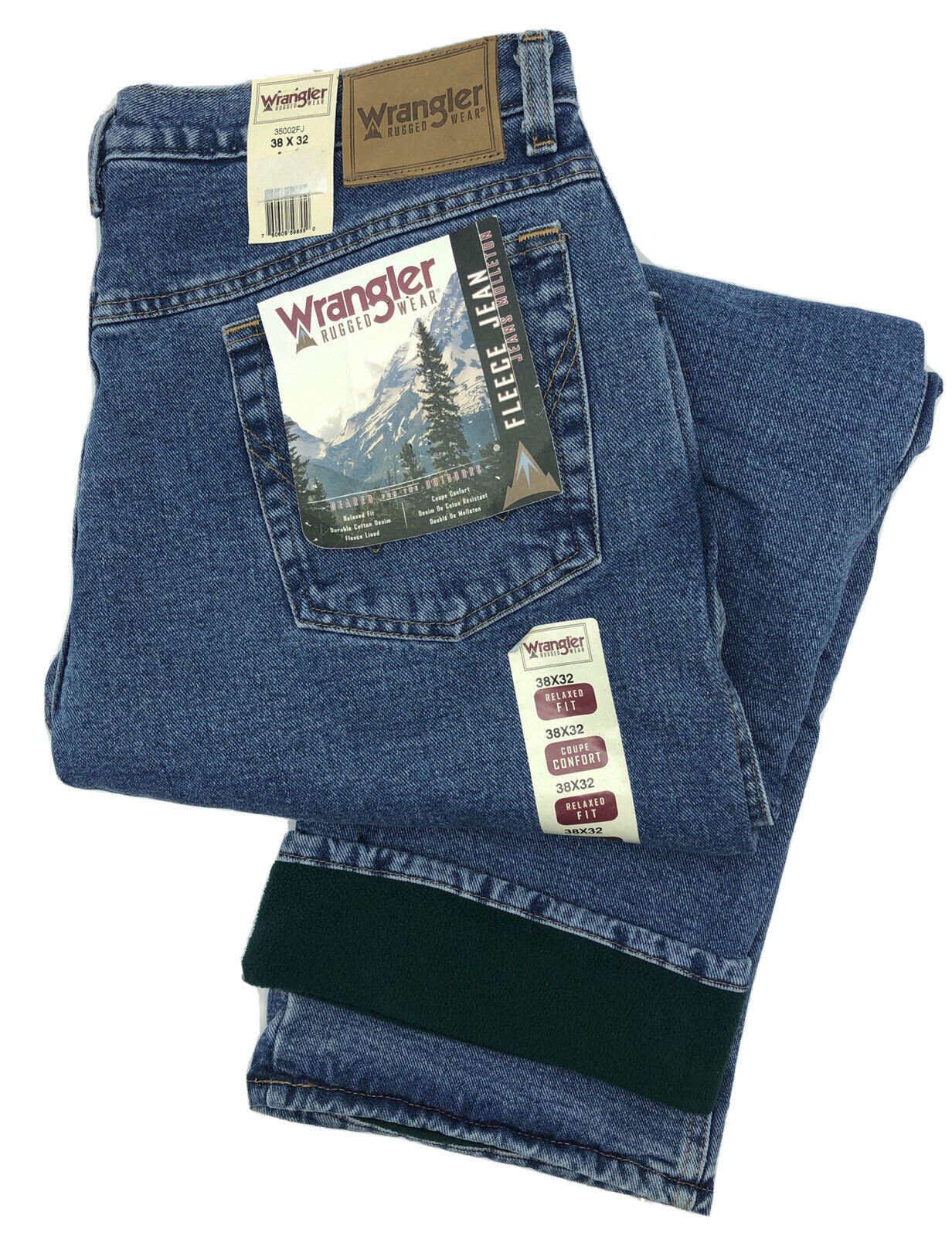 Wrangler Men's Rugged Wear Relaxed Fit Fleece Lined Jeans 38x32 35002FJ NWT  760609598550 | eBay