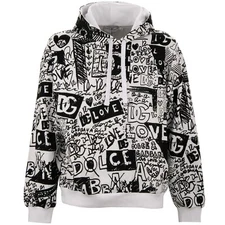 DOLCE & GABBANA DG Graffiti Love Logo Sweater Sweatshirt Hoody White Black