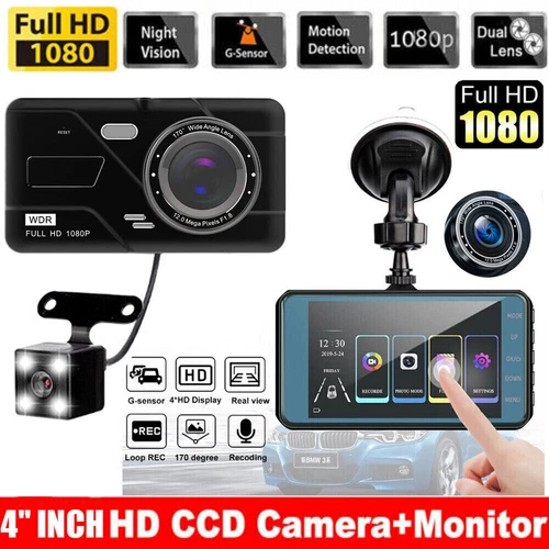 4" In Car Camera Recorder Dual Front and Rear HD 1080P Dash Cam Night Vision UK