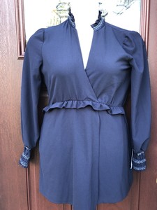 navy blue long sleeve wrap dress