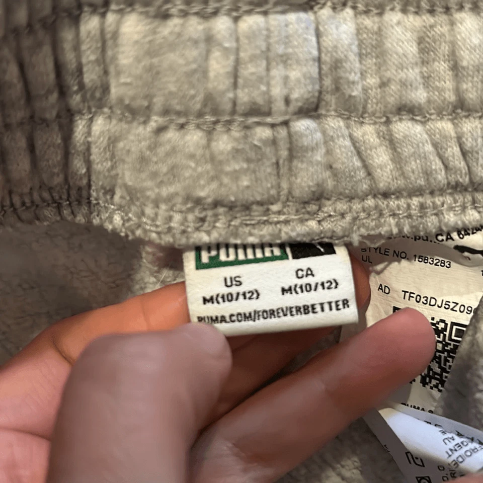 Calça de moletom Puma meninos cinza e preto logotipo algodão tamanho médio - Imagem 4 de 4