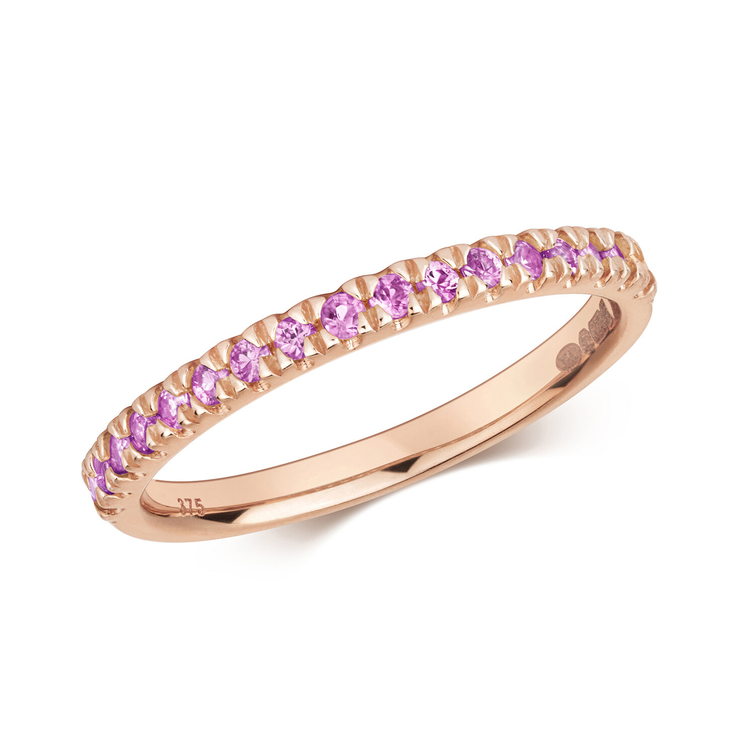 Bague femme or rose 9 carats saphir rose promesse d'amour et douceur pure
