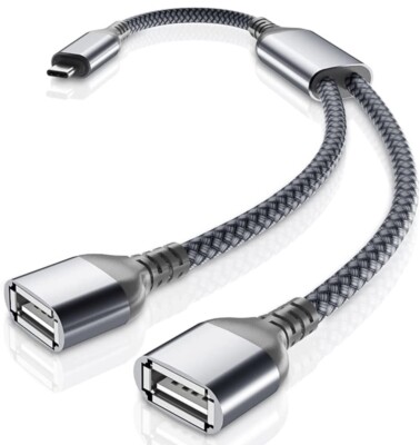 USB C Male to Dual USB Female Cable Adapter 1FT,Thunderbolt 3 to Double Type A