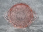 Jeannette Cherry Blossom Cake Plate Pink Floral Depression Glass With Handle