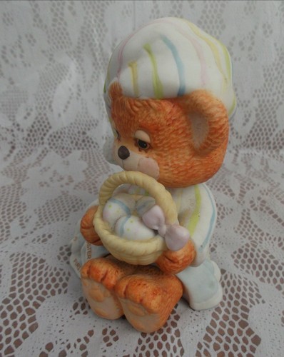 Teddy Beddy Bear 1983 Figurine Baby's 1st Easter Enesco Porcelain Morgan Vintage - Picture 5 of 8