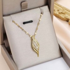 Womens Necklace 18K Gold Plated Stainless Steel Chain Heart Pendant New Jewelry