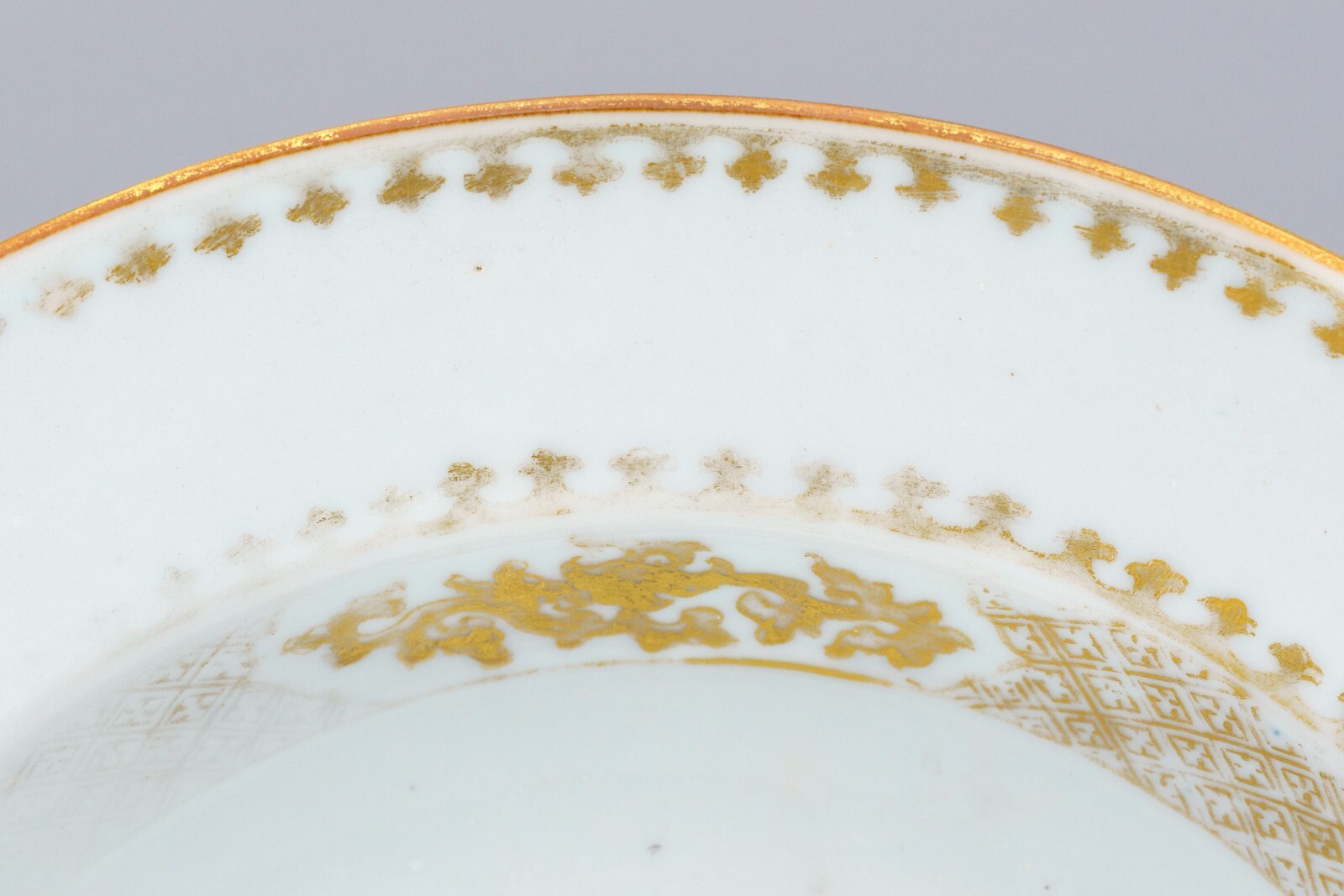 Chinese Armorial Porcelain Gilt Plate Famille Rose Qing Period 18th Century