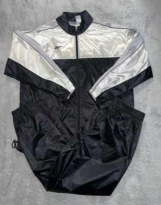 Vi Rage 90s Reebok Track Suit Mens L Black White Two Piece Sportswear New Rap 