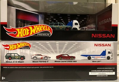 NISSAN DIORAMA SET OF 3 CARS & 1 TOW TRUCK by HOT WHEELS PREMIUM NISSAN DIORAMA SET OF 3 CARS & 1 TOW TRUCK by HOT WHEELS PREMIUM
