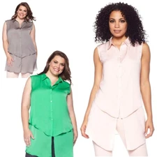 Queen Collection Double Layer Sleeveless Top 173635-J (L-3X) 