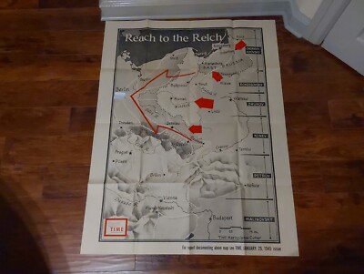 1945 R.M. Chapin Time Magazine WWII Map Reach to the Reich Soviet Army ...