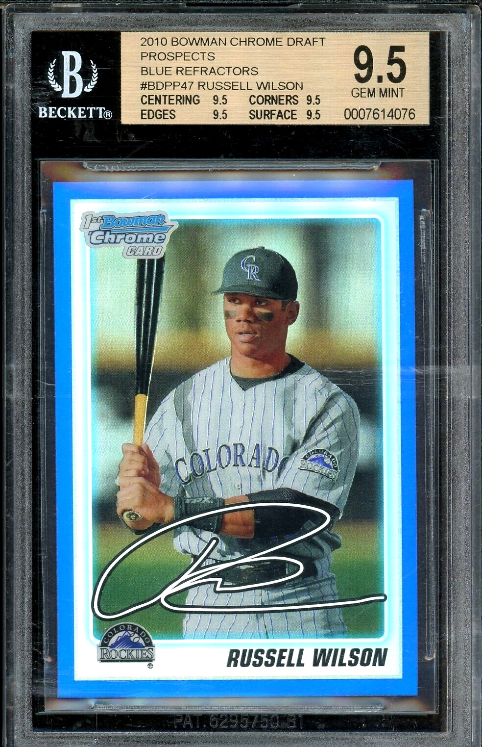 2010 Bowman Chrome Blue Refractor /199 RUSSELL WILSON Rookie SP BGS 9.5 TRUE GEM