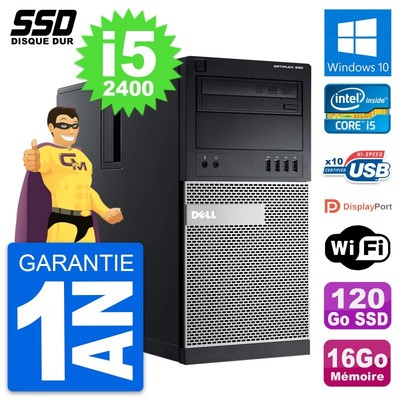PC tour DELL OptiPlex 990 Intel Core i5-2400 RAM 16Go SSD 120Go Windows 10 Wifi