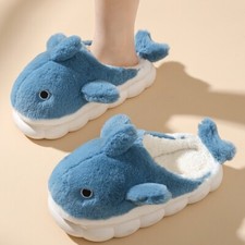 Ladies Winter Cute Whales Slippers Women's Warm Winter Non-slip Platform Shoes