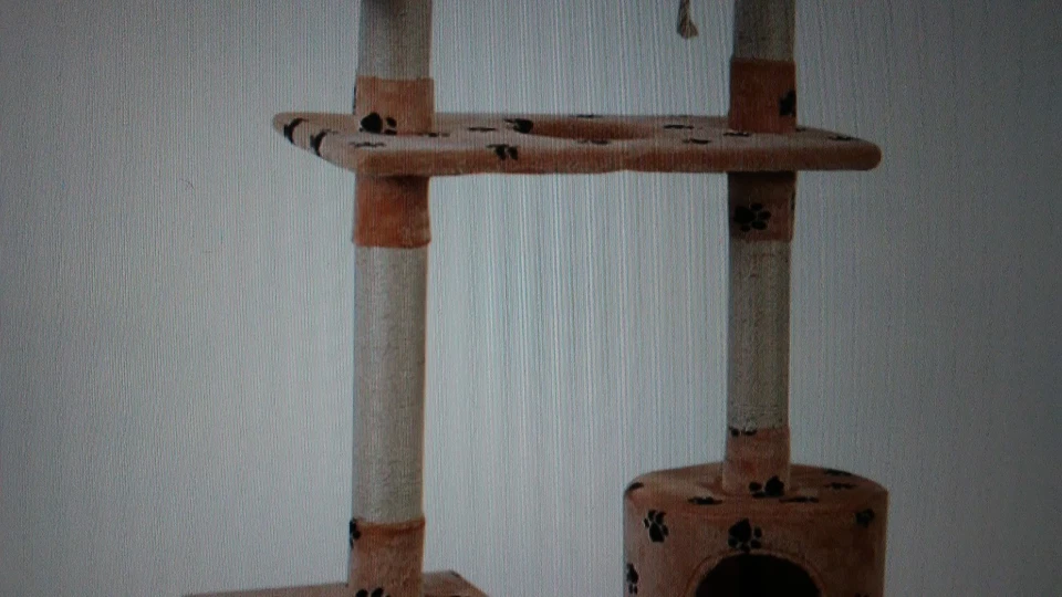 Hamaca rascadora de muebles condominio torre árbol gato 60" gatito casa mascota pata beige Foto 3 de 4