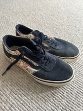 VANS floral black suede shoes UK 2.5 EU 34.5