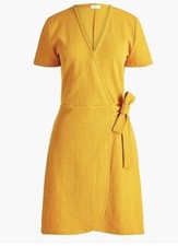 NWT! J.Crew Yellow Faux Wrap Dress XS