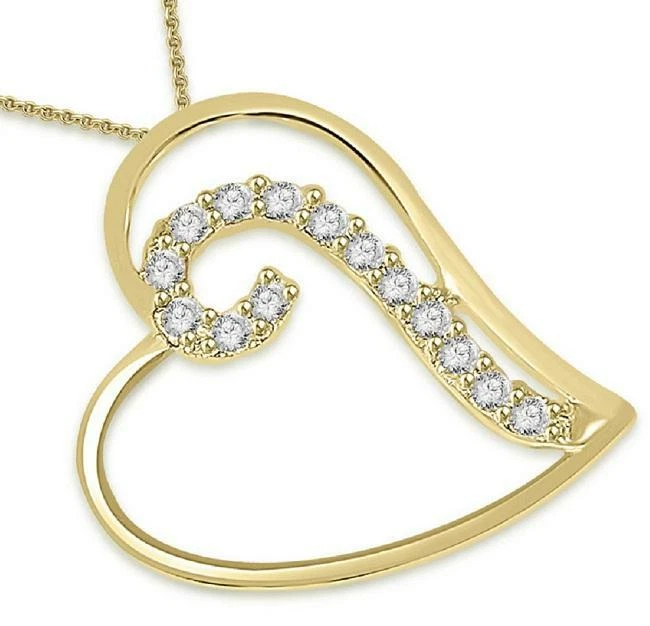 Collar colgante corazón I1 G 0,20 quilates diamante real 14 quilates juego de puntas de oro blanco amarillo Foto 4 de 4