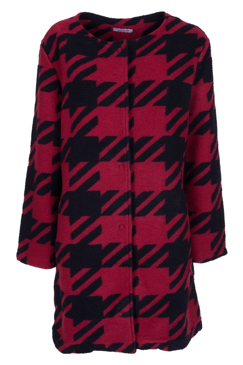 ALBA MODA Damen Jacke Mantel Kurzmantel Wollmantel Wolljacke rot