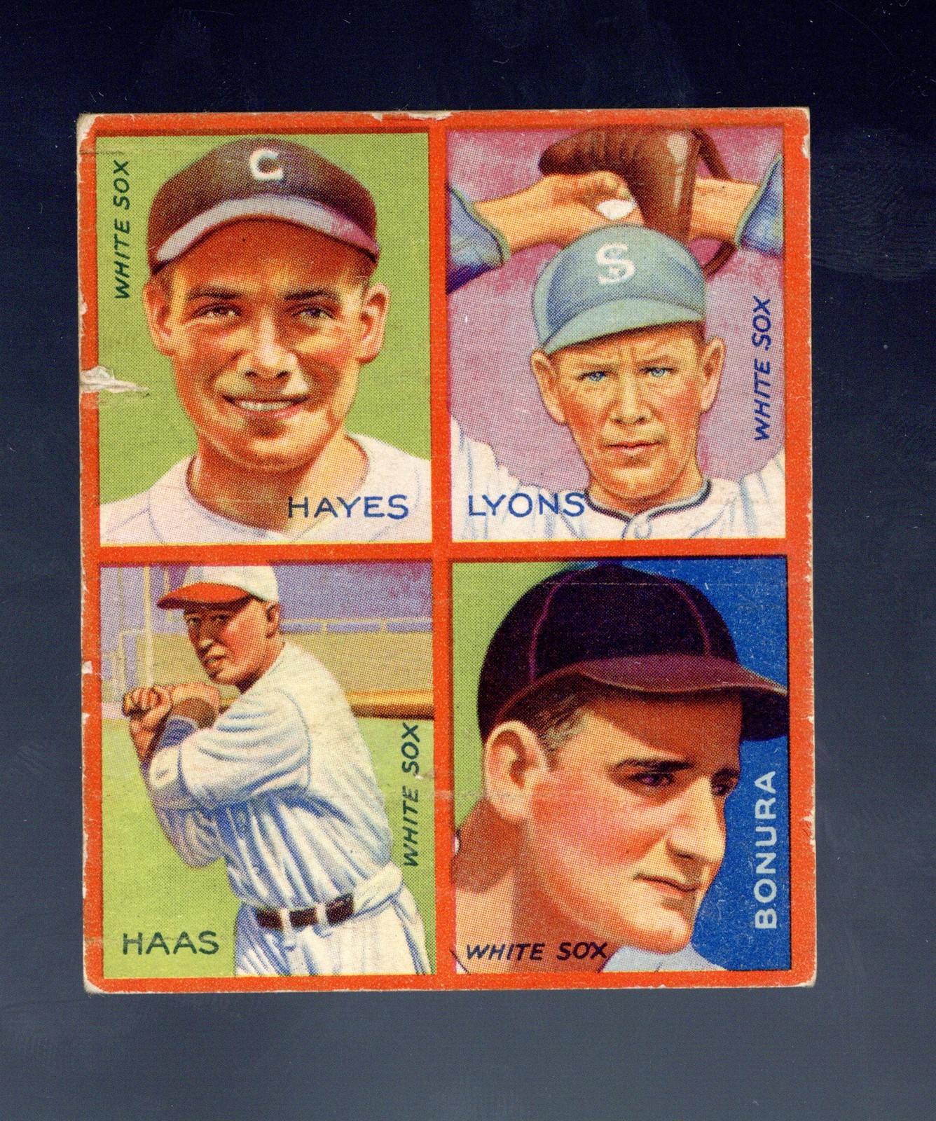 1935 Goudey 4-in-1 Jackie Hayes / Ted Lyons / Mule Haas / Zeke Bonura