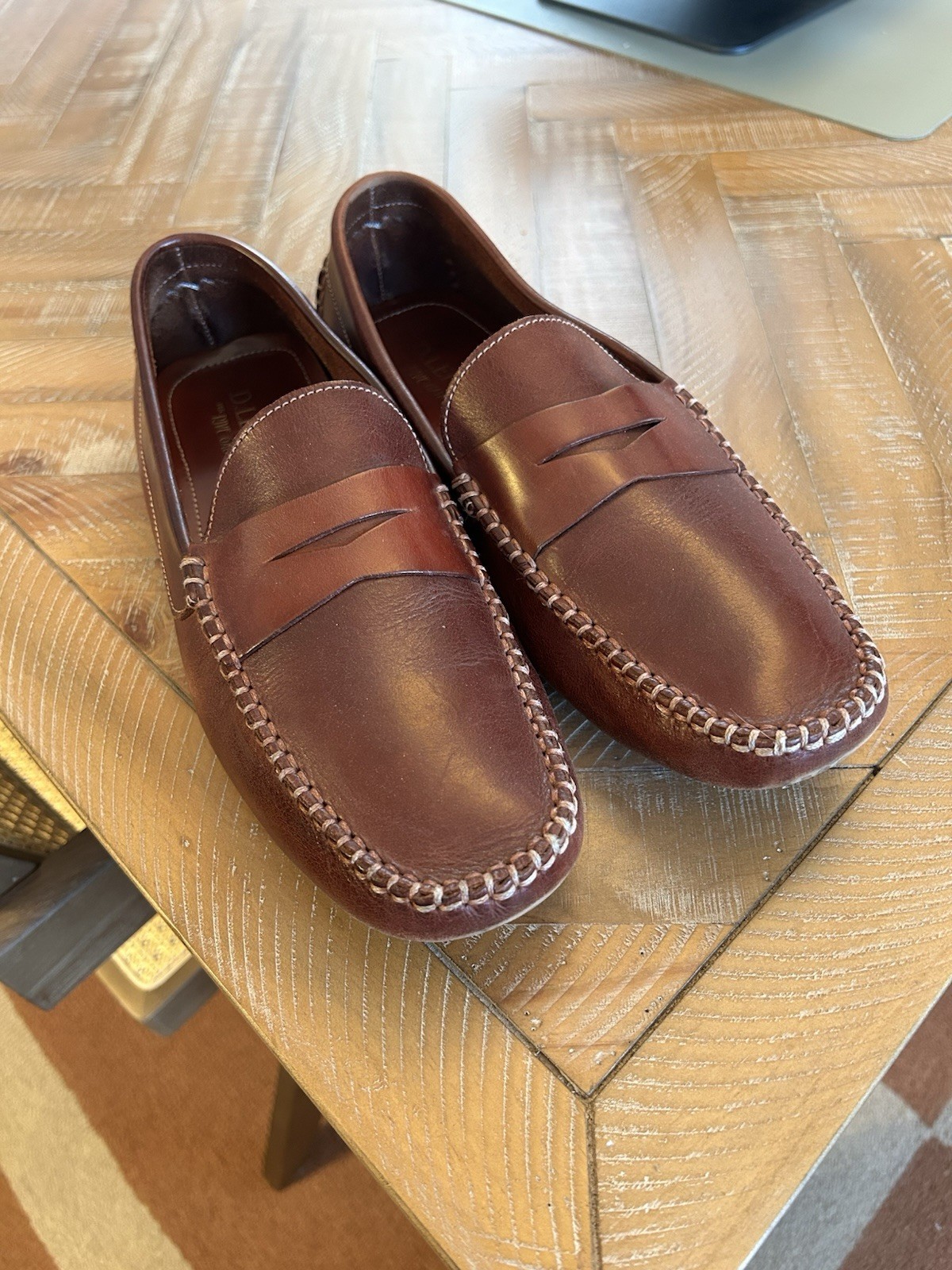 Handmade Italian Leather Penny Loafers by D. Lepori - Size 12