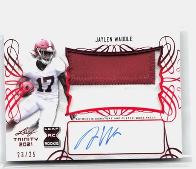 2021 LEAF TRINITY JAYLEN WADDLE ROOKIE/RC AUTO/PATCH RELIC #11/25