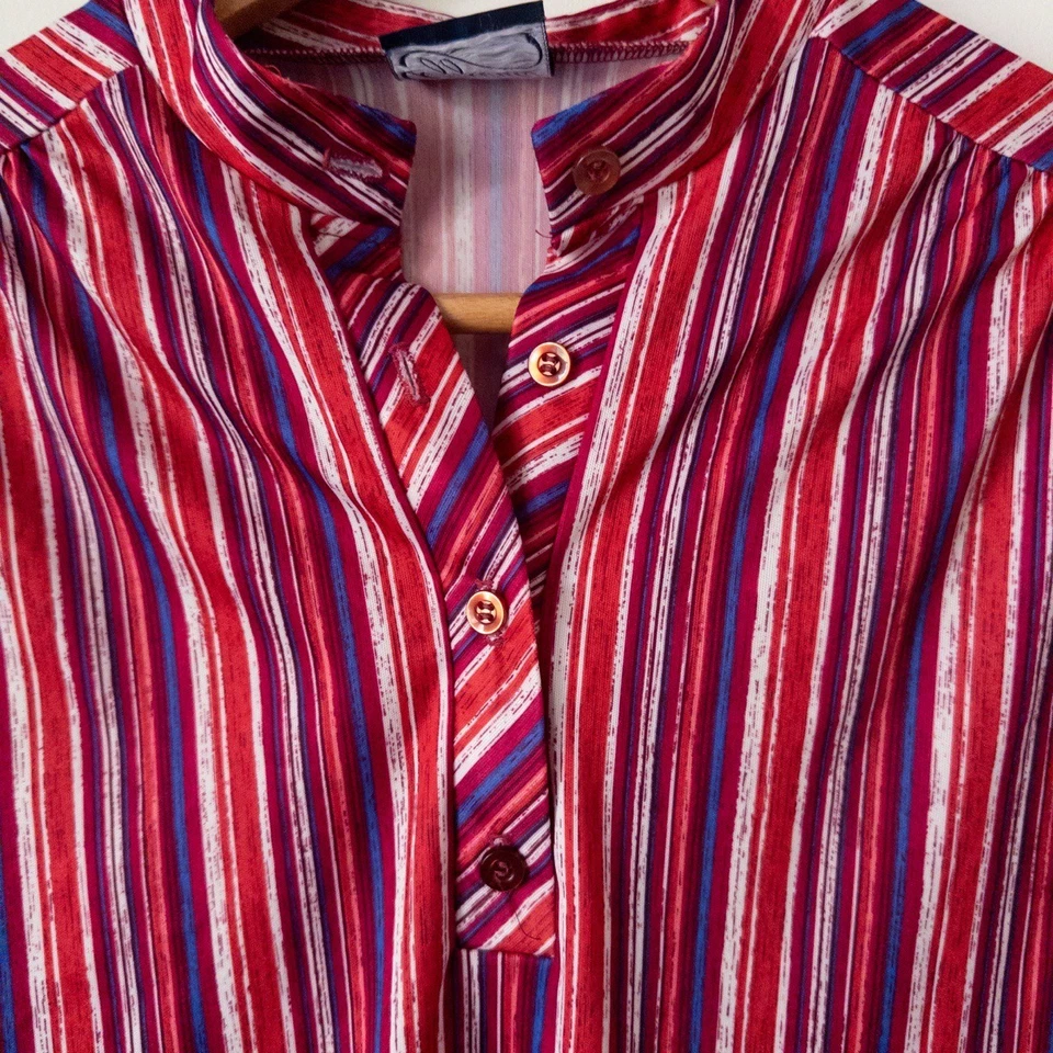 Blusa Vintage Años 80 Rayas Mujer M Roja Rosa Años 90 Colorida Divertida Retro Maximalista Foto 4 de 4