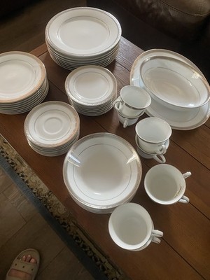 50 Piece Noritake Legendary Crestwood Platinum Dinnerware Set -