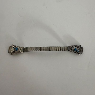 Vintage 1960s Native American Thunderbird Watch Band Turquoise Coral Chip Inlay
