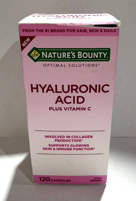 Nature s Bounty Hyaluronic Acid Vitamin C 120 Capsules Exp 05/2026