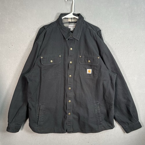 Carhartt Plaid Lined Button Over Shirt Erwachsene XL Schwarz Langarm Herren - Bild 1 von 15