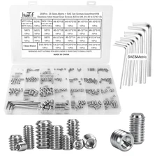 280 Pcs 28 Sizes Set Screw Assortment Kit, Metric & SAE Allen Grub Screws for Ba
