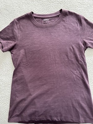 Quince 100% Organic Cotton Slub Crewneck Tee Dried Fig Purple Size S