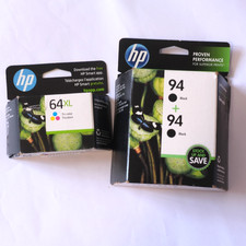 HP Ink Cartridge Lot of 2 64XL Tri-Color 94 Black Twin Pack Sealed NEW