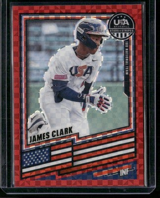 2026 Panini Stars & Stripes Prizm USA Baseball #13 James Clark Red Power #/149