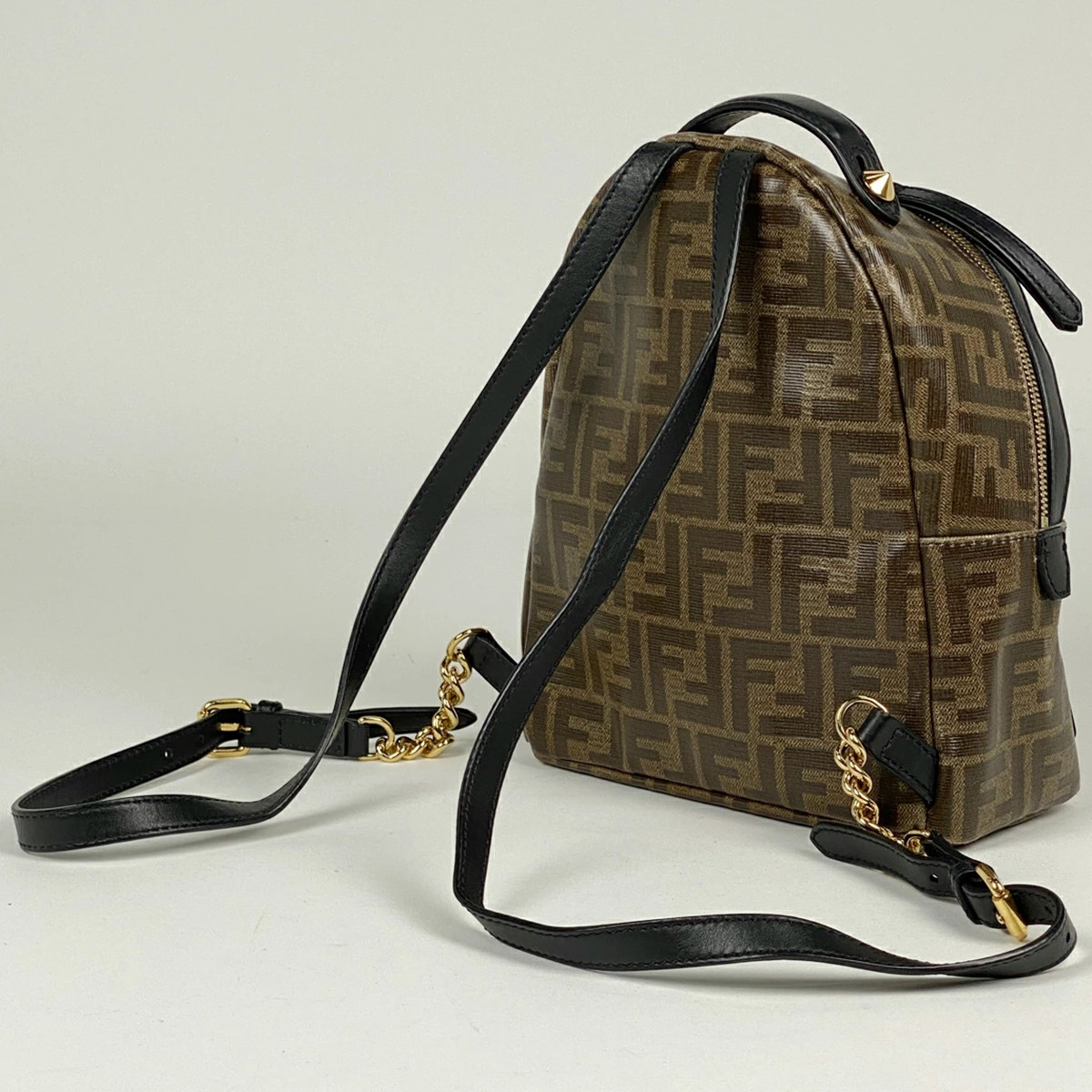 FENDI Mini Backpack Logo Pattern Coated Canvas Br… - image 2