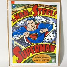 RARE DC Comics Superman Man of Steel Cover Tin Metal Sign USA, Comic Book 12x16