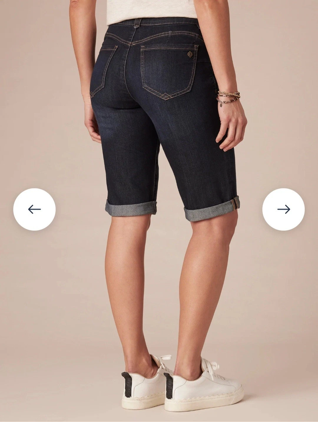 Democracy Women's Plus Ab Solution Mid Rise Blue Denim Bermuda Shorts 18W - 24W