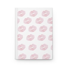 Pink Kissy Lips Hardcover Journal  Aesthetic Notebook