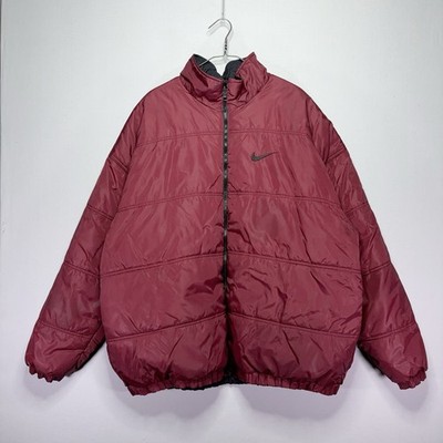VTG 90s Nike Puffer Coat - Reversible - Burgundy / Black - OVERSIZED 2XL