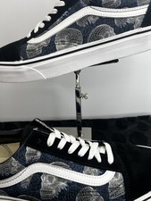 Vans Old Skool Wireframe Skull Print Sneakers Men's 11.5 Blue Black EU45