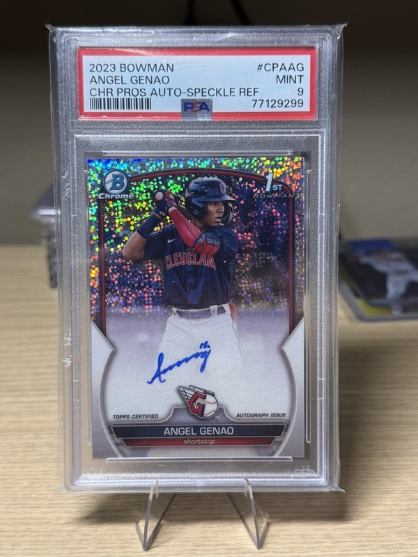 ANGEL GENAO 2023 Bowman Chrome Auto #CPA-AG Speckle Refractor /299 PSA 9
