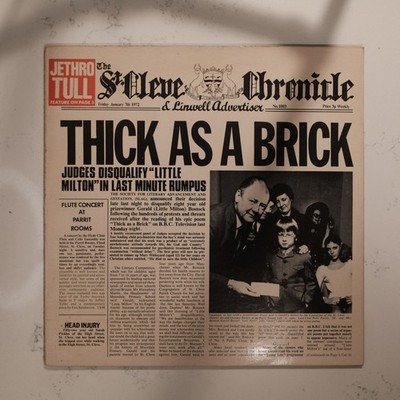 Jethro Tull Thick As A Brick LP Chrysalis CHR 1003 Newspaper Cover Prog VG